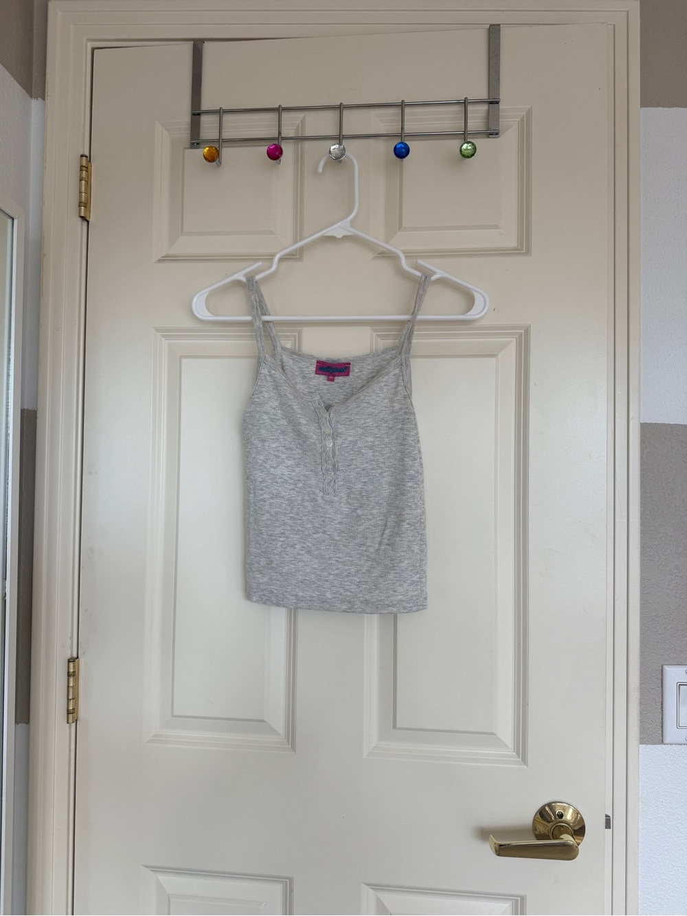 Edikted Light Grey Ribbed Henley Tank Top